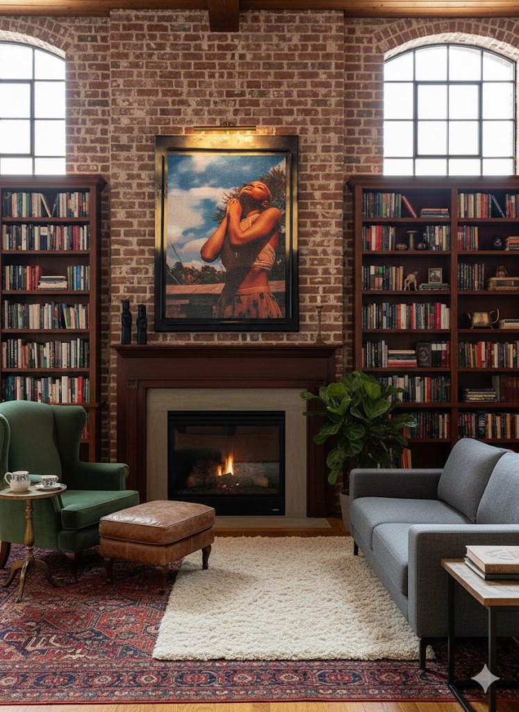 Custom puzzle artwork displayed on a table